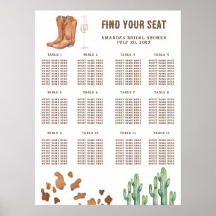 Poster Gráfico de assentos para chá de noiva Botas e Espu