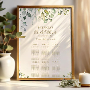 Poster Gráfico de Assentos para Chá de Noiva com Eucalipt