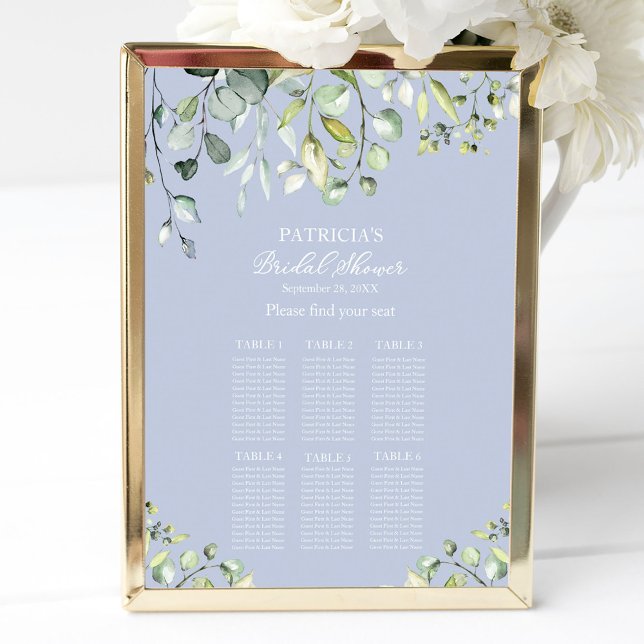 Poster Gráfico de Assentos para Chá de Noiva com Eucalipt (Criador carregado)