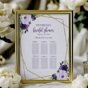 Poster Gráfico de Assentos para Chá de Noiva com Flores D