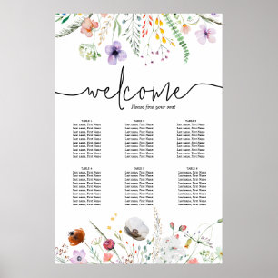 Poster Gráfico de Assentos para Mesa de Chá de Noiva com
