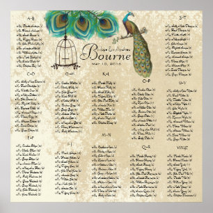 Poster Gráfico de Assentos Pássaros de Amor Vintage 12 Me