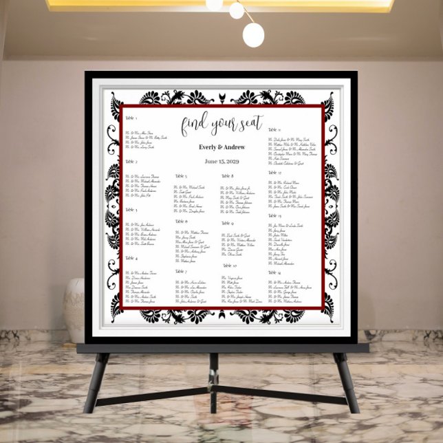 Poster Gráfico de Assentos Preto Damask Marrom ou qualque (Criador carregado)