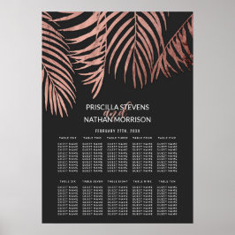 Poster Gráfico de Assentos Pretos da Árvore Palm Dourada 
