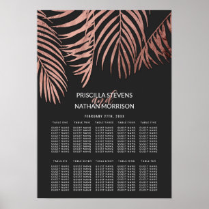 Poster Gráfico de Assentos Pretos da Árvore Palm Dourada 