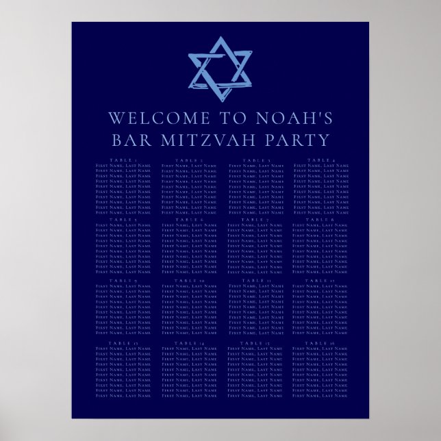 Poster Gráfico de Assentos Real do Bar Mitzvah Estrela de (Frente)