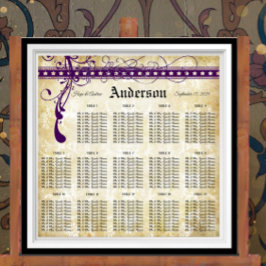 Pôster Gráfico de Assentos Renascentista Medieval Violeta