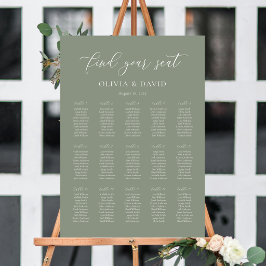 Poster Gráfico de Assentos Sage Green Elegant 15 mesas