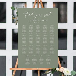 Poster Gráfico de Assentos Sage Green Elegante 19 mesas