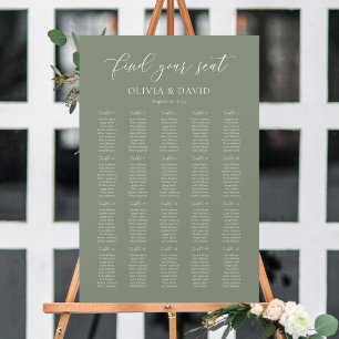 Poster Gráfico de Assentos Sage Green Elegante 20 mesas