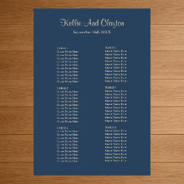 Poster Gráfico de Assentos Simples de Casamento Azul Clás
