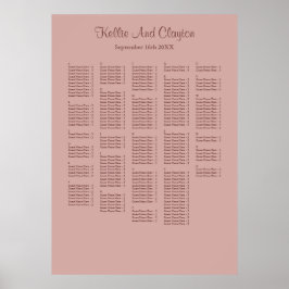 Poster Gráfico de Assentos Simples de Casamento de Rosa C