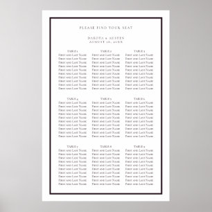 Poster Gráfico de Assentos Simples de Casamentos Roxos e