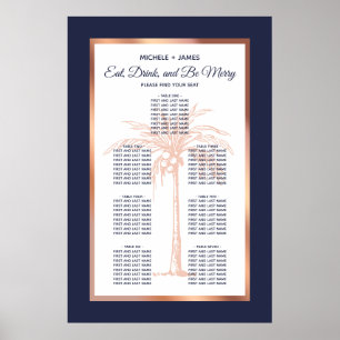 Poster Gráfico de Assentos Tropicais de Casamento de Palm