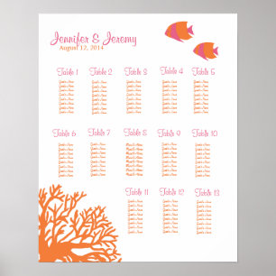 Pôster Gráfico de Assentos Tropicais de Peixes Laranja e