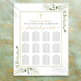 Poster Gráfico de Assentos Verde Folhagem Dourado Primeir