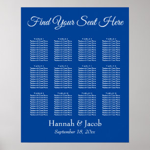 Poster Gráfico de Bancos de Recepção de casamento Azul