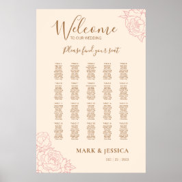 Poster Gráfico de boas-vindas ao casamento elegante chinê