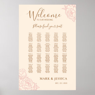 Poster Gráfico de boas-vindas ao casamento elegante chinê