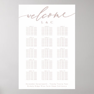 Poster Gráfico de boas-vindas do casamento de taupe rosa 