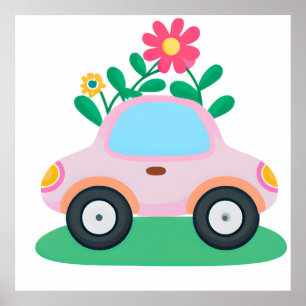 Poster Gráfico de Carro para Crianças