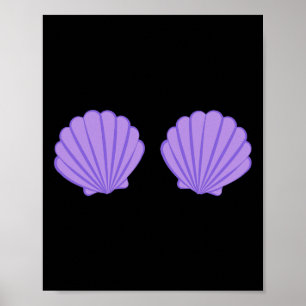 Poster Gráfico de Cartoons da Mermaid Purple Seashell Bra