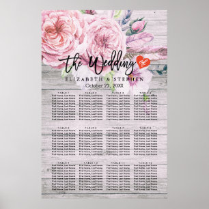Poster Gráfico de Casamento Aquarela Boho Floral Madeira
