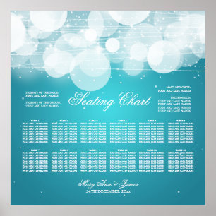 Pôster Gráfico de Casamento Brilho e Turquesa Esparcial
