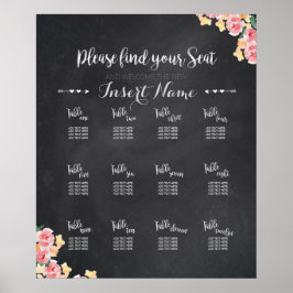 Poster Gráfico de Casamento | Chalkboard Floral