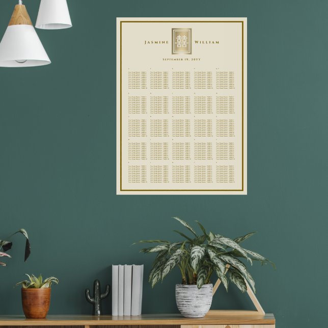 Poster Gráfico de Casamento Chinês de Felicidade Dupla (Sala de Estar 1)