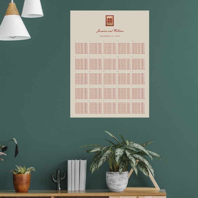 Poster Gráfico de Casamento Chinês de Felicidade Dupla Ve (Sala de Estar 1)