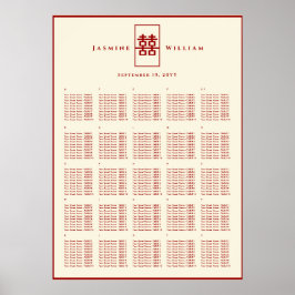 Poster Gráfico de Casamento Chinês de Felicidade Dupla Ve