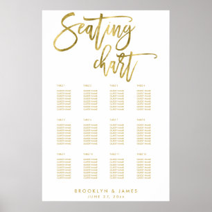 Pôster Gráfico de Casamento com Folha de Ouro Faux 24x36