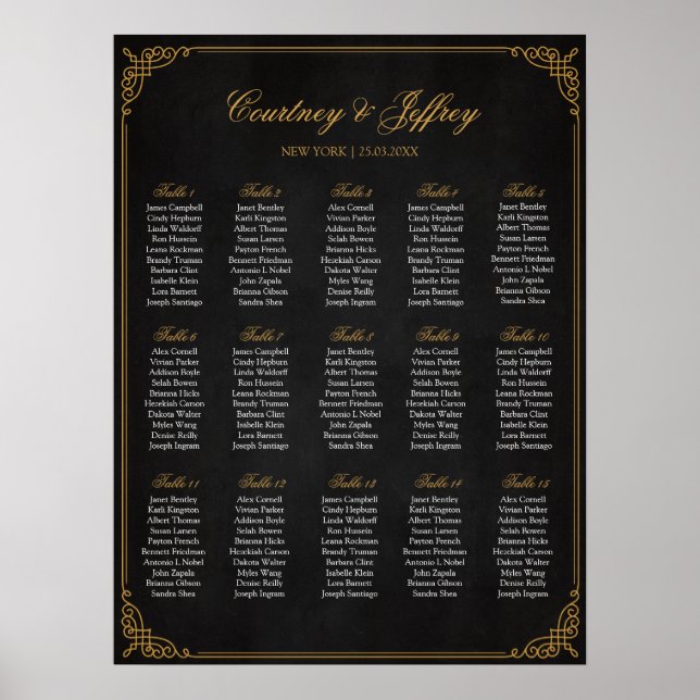 Poster Gráfico de Casamento, Cores Personalizadas da Cali (Frente)