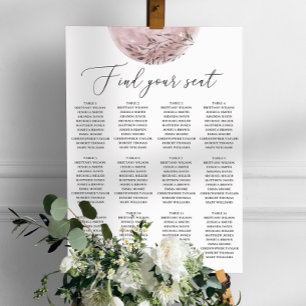 Poster Gráfico de Casamento da Lua Rosa. Elegante Celesti