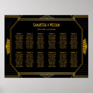 Poster Gráfico de Casamento de Arte Deco Gatsby