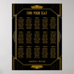 Poster Gráfico de Casamento de Arte Deco Gatsby