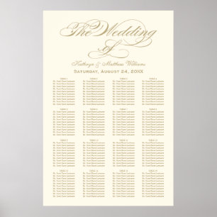 Pôster Gráfico de Casamento de Caligrafia Dourada Elegan