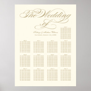 Poster Gráfico de Casamento de Caligrafia Dourada Elegan