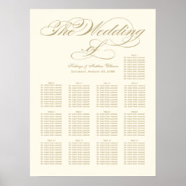 Poster Gráfico de Casamento de Caligrafia Dourada Elegant