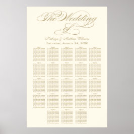 Pôster Gráfico de Casamento de Caligrafia Dourada Elegant