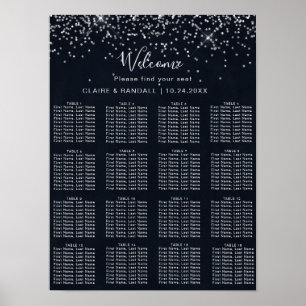 Poster Gráfico de Casamento de Caligrafia Silver Confett