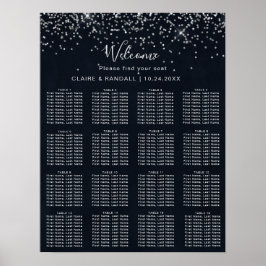 Poster Gráfico de Casamento de Caligrafia Silver Confetti