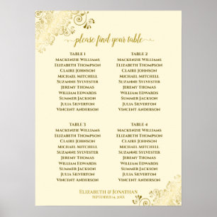 Poster Gráfico de Casamento de Carros Dourados com Mesa