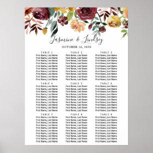Poster Gráfico de Casamento de Casamento de Mesas Floral