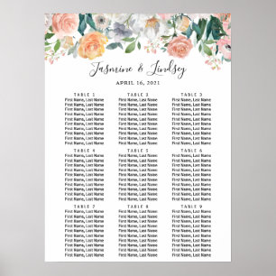 Poster Gráfico de Casamento de Casamento de Mesas Floral