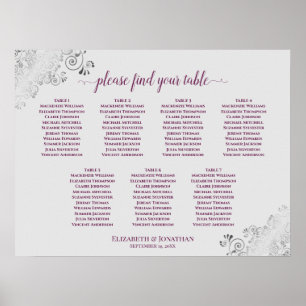 Poster Gráfico de Casamento de Casamento de Mesas Roxo e