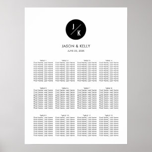 Pôster Gráfico de Casamento de Casamento de Monogramas M