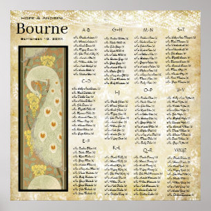 Pôster Gráfico de Casamento de Casamento de Pavão ART DEC