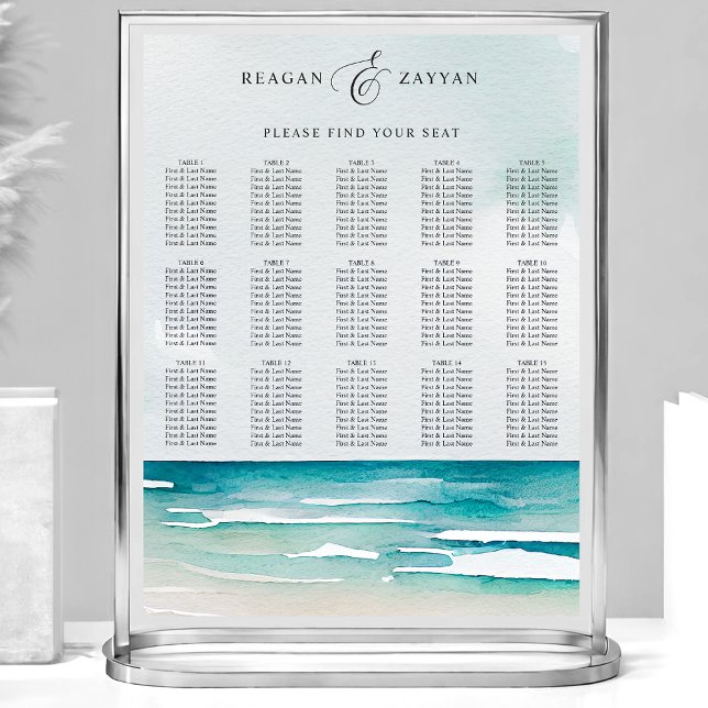 Poster Gráfico de Casamento de Casamento de Praia de Wate (Criador carregado)